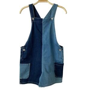 Epic Threads Hanging Denim Shortalls Overall Shorts Girls 14 Blue Colorblock